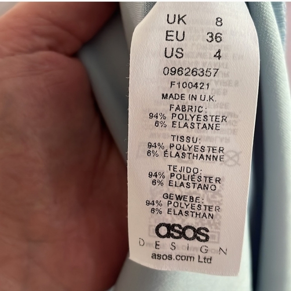 Asos DESIGN wrap tie dusty light blue midi dress - Picture 9 of 9